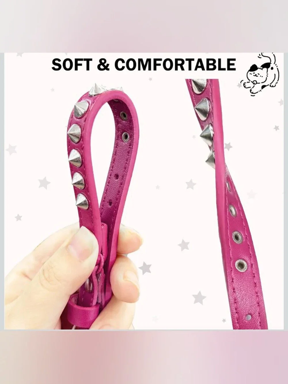 Pink Spiked Leather 😺 Cat Collars for Boy Girl Size S
